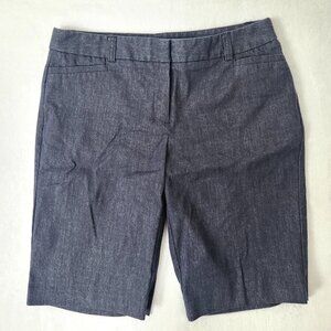 Van Heusen Denim Bermuda Chino Shorts Sz 4 Dark Wash Tailored Jorts Stretch Jean